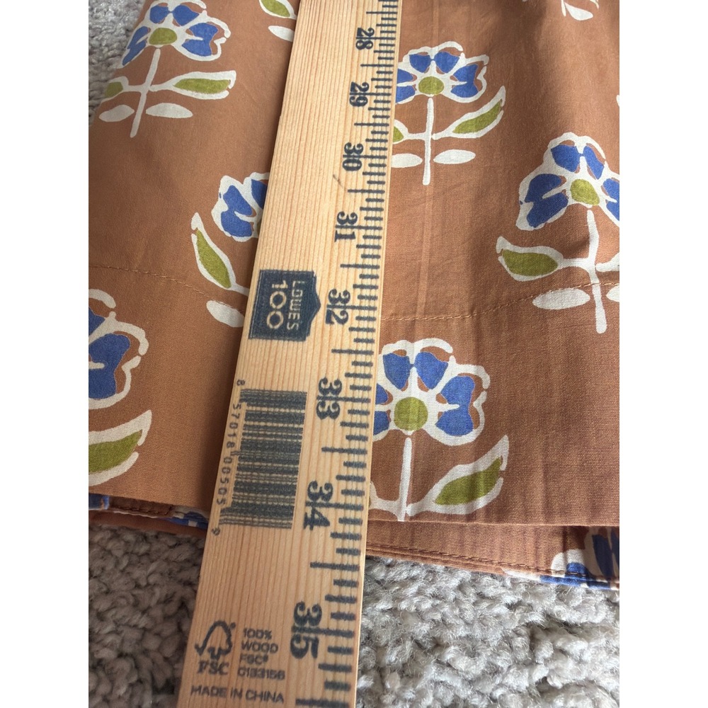 Livro Brown Floral Block Print Button Down Shirt Cotton Band Collar and Skirt - Picture 14 of 15